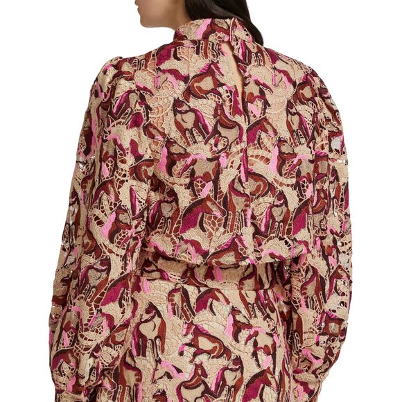 Farm Rio NWT Embroidered Horses Guipure-Lace Blouse - Picture 5 of 15